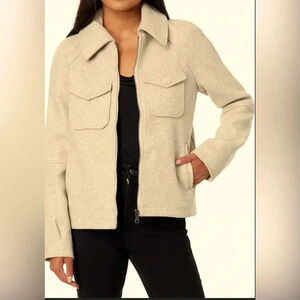 Anthropologie's Avec Les Filles Relaxed Zip Bomber Jacket Oatmeal Wms Small NWOT